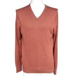 Banana Republic SZ M Luxury Blend Burnt Orange V-Neck Men's Sweater